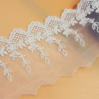 

YACKALASI Cotton Embroidery Lace Soft Tulle Lace Fabrics 19 Yds Vintage Flower White Scalloped DIY Garment Accessories 8.5cm