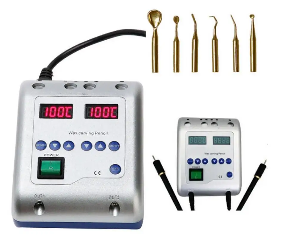 Электрическое устройство для нанесения воска резьба нож двойная ручка+ 6 восковых наконечников для стоматологической лаборатории