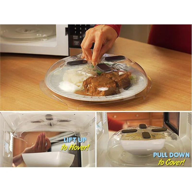 New Microwave Anti-Sputtering Food Cover Splatter Guard Oven Oil Cap Heated Sealed Plastic Cover Dish Dishes Food Cover (5)