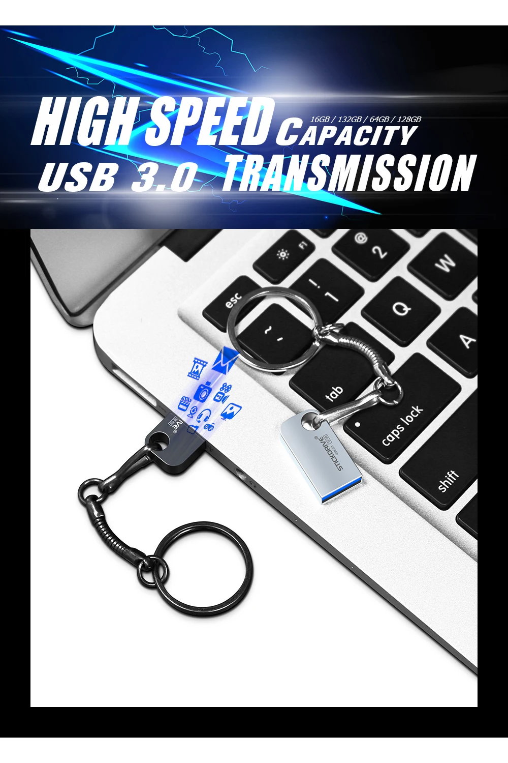 Модная новинка usb 3,0 флеш-накопитель карта памяти 128 Гб 64 ГБ флеш-накопитель 32 ГБ 16 ГБ usb флеш-накопитель металлическая флеш-карта usb с брелком