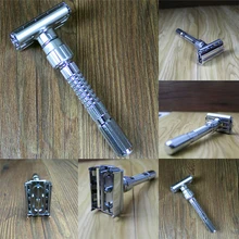 Регулируемая Безопасная бритва с двойным краем для мужчин, безопасная бритва для бритья, Мужская бритва для лица, станок для бритья из нержавеющей стали, 1 ручка и 5 лезвий