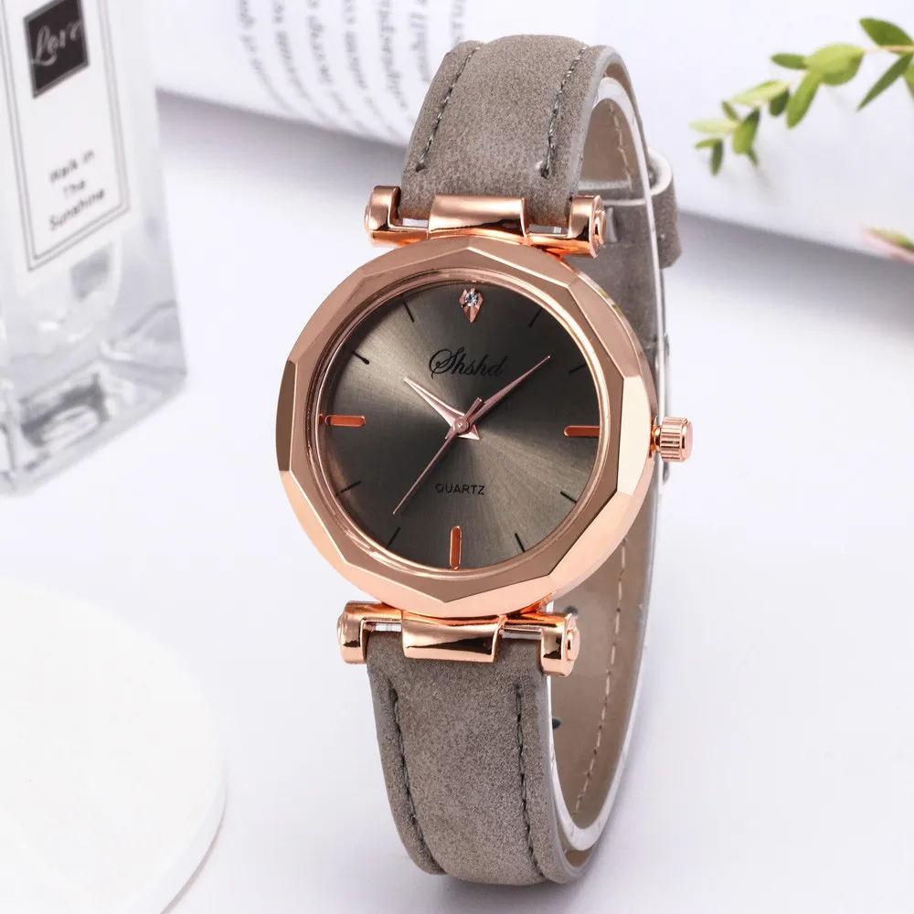 Новые женские часы кожаный браслет со стразами наручные часы женские модные часы женские аналоговые кварцевые часы из сплава relojes A40 - Цвет: Gray
