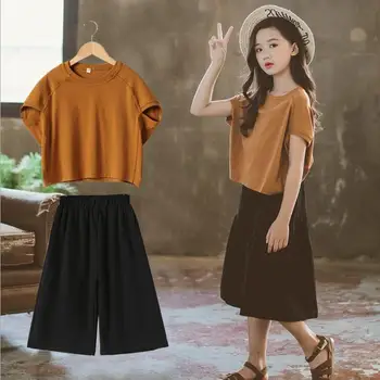 

New Kids'Dress Kids' New Kids'Dress Kids' Korean Bat Sleeve Kit Kit Girls'Broad-legged Trousers Two-piece Kit Trend