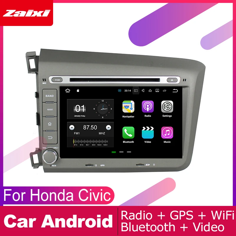 Discount ZaiXi android car dvd gps multimedia player For Honda Civic 2012~2015 car dvd navigation radio video audio player Navi Map 1