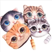 Горячая очарование женщин дети девушки милый хвост кошка 3D маленький кошелек сумка животное лицо молния Мини кошка портмоне собака кошелек плюш