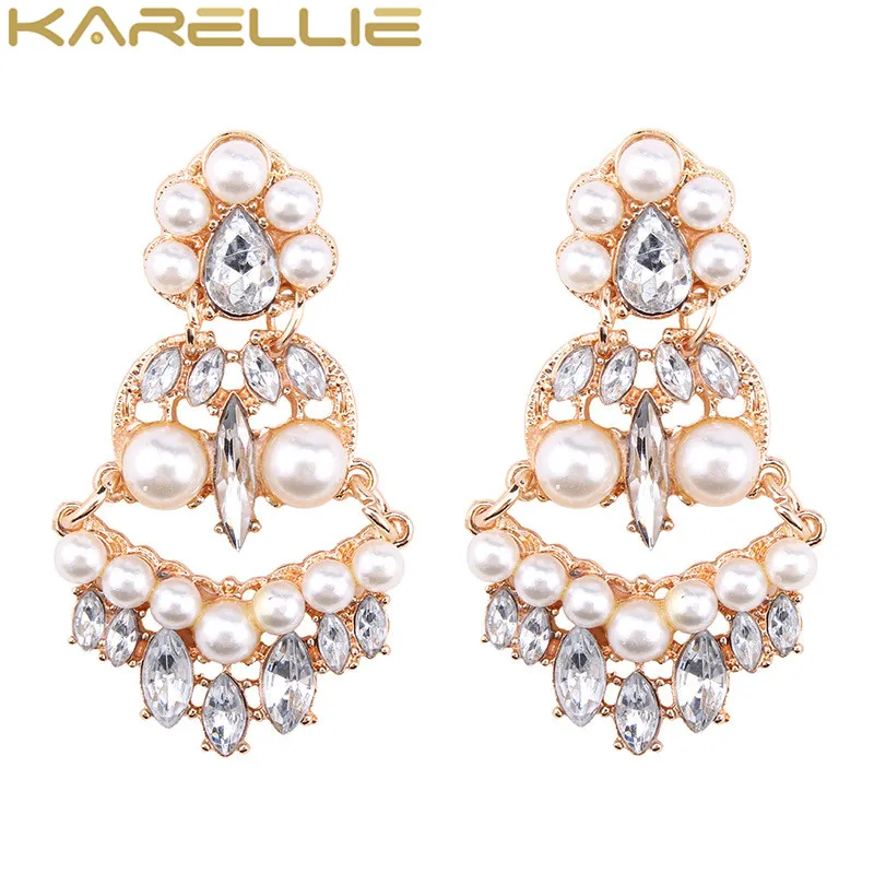 KARELLIE Trendy for Women Fashion Pearl Statement Earrings Drop Dangle