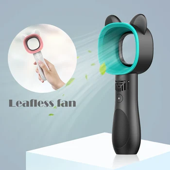 

Lovely Mini Bladeless Fan USB Charging Cartoon Cats Ears 3 Speeds Portable for Home Office HY99
