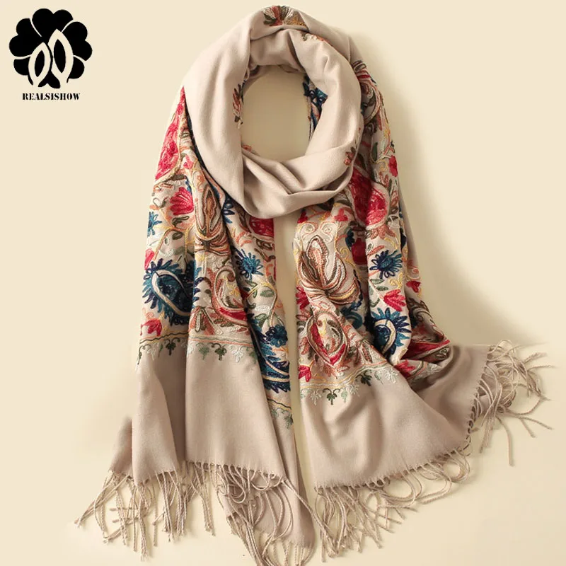 2019 New Style Autumn Winter Scarf Vintage Embroidery Thick Warm...