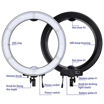 

Camera Photo Studio Phone Video 55W 5500K 240 LED Photography Dimmable Ring Light Lamp with battery Tripod Stand