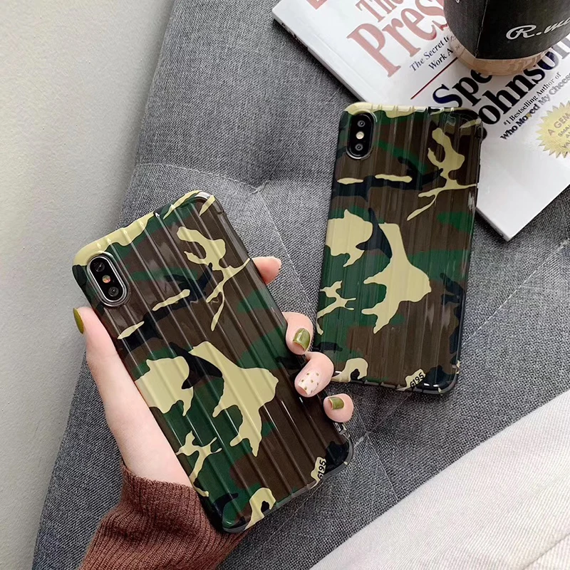 

Hot Classic camouflage Suitcase soft silicon cover case for apple iphone 6 plus 7 7plus 8 8plus X XR XS Max Glossy phone fundas