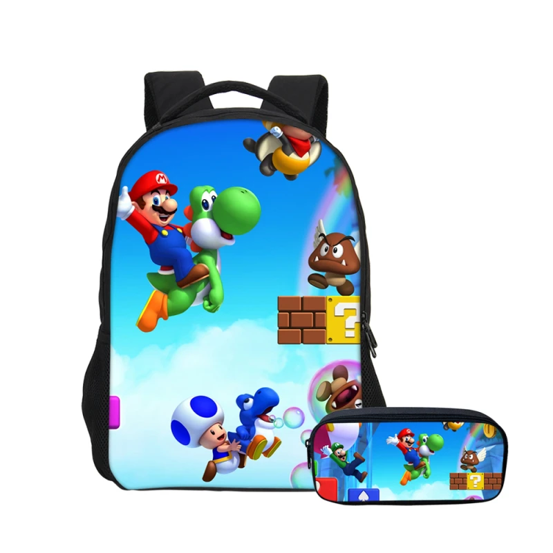 

2 Pcs Set Backpacks For Boys Girls Cartoon Super Mario 3D Prints School Bag Bookbag Children Satchel Kids Mochila Escolar 2019