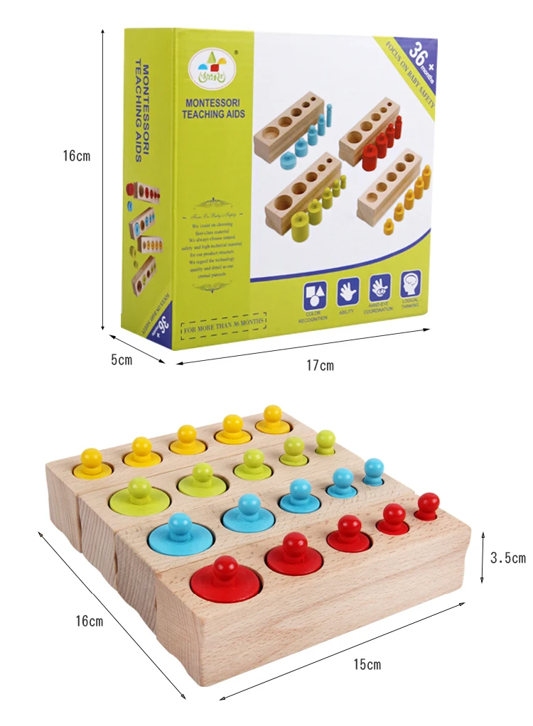 Новое поступление, детские игрушки Монтессори, красочные розетки, набор цилиндров из бука, многоцветный блок, Ранние обучающие математические обучающие игрушки