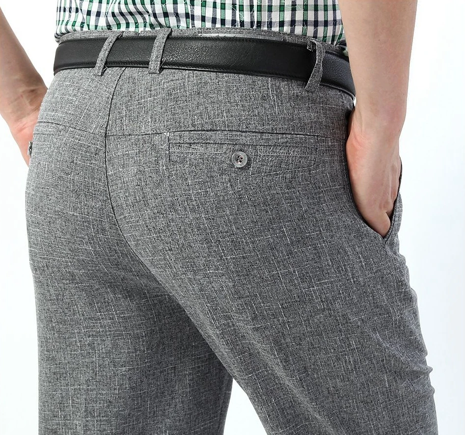 

Men Classic Business Long Pants Spring Autumn Big Size Casual Loose Thin Breathable 10 Colors Baggy Trousers For Men Size 30-40