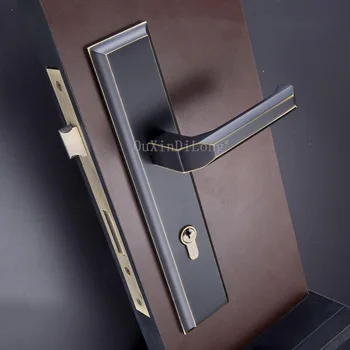 

1Set Square Brass Door Lock Handle for Interior Doors Unequal Double Door Lock Unify Lever Door Handle JF1968