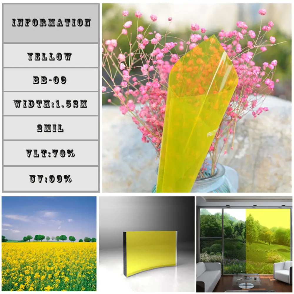 30\x100ft/76cm x 100ft 2Mil Coloured Window Solar Film Heat Control UV Proof Decoration Glass Tint Stickers(Yellow) 30\x100ft/76cm x 100ft 2Mil Coloured Window Solar Film Heat Control UV Proof Decoration Glass Tint Stickers(Yellow)