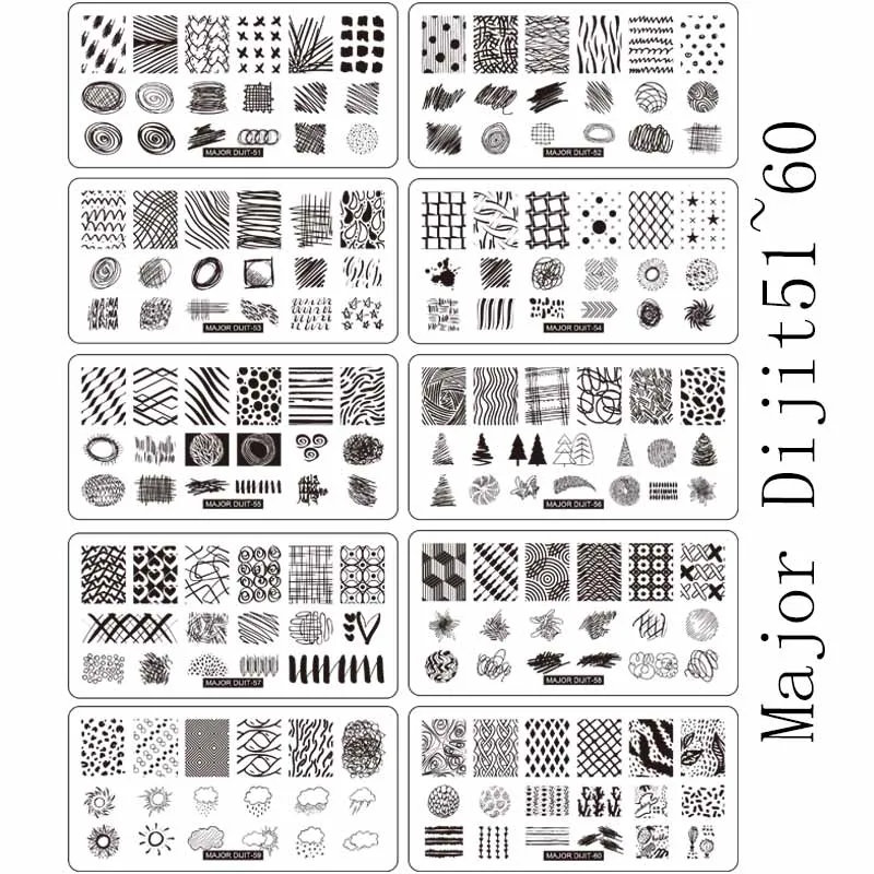 

10pcs/lot Nail Stamping Plates Set 12.5*6.5cm Geometric lines Series Nail Art Stamp Template Image Plate Stencils Tool Kits