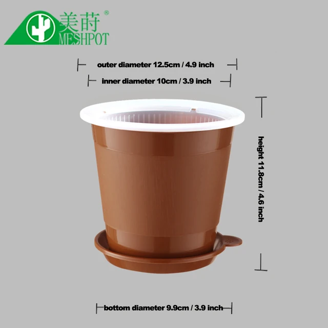 Meshpot Clear Plastic Orhid Flower Pot Garden Pot Planter Container Home Decoration Excellent Drainage Inner Dia. 10cm