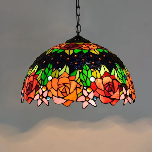 Rose Stained Gl Kitchen Pendant Lamp Italian Tiffany Drop Light Rose Stained Gl Kitchen Pendant Lamp Italian Tiffany Drop Light Bohemian Multi Color Hanging Fixture