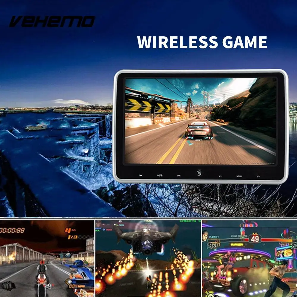 

Car Headrest Player DVD Monitor Portable FM Transmitter Vehicles DC 12V HDMI USB SD Universal TFT-LCD