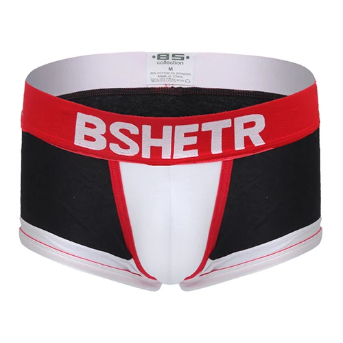 Hot BSHETR Brand Men's Boxer Shorts Cotton Men Underwear Sexy Men boxers Popular Male Panties 5 Colors Underpants Pouch Pants - Цвет: Черный