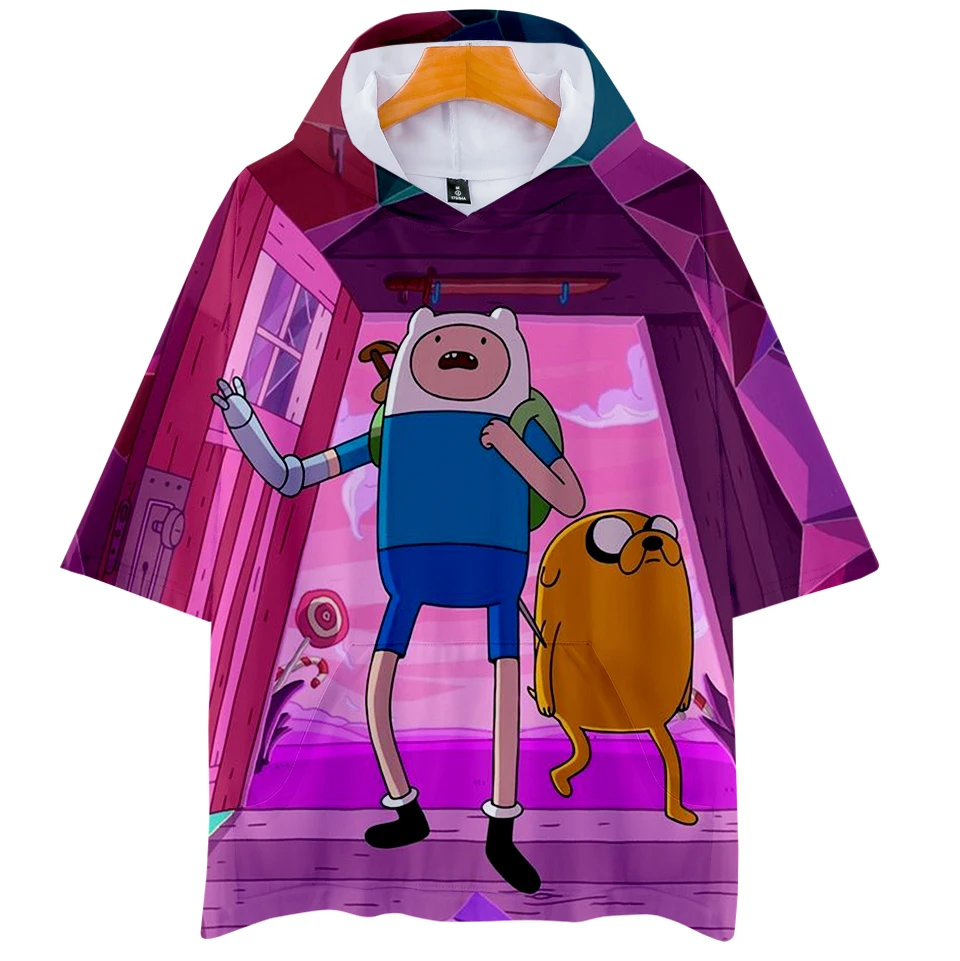 Женская/мужская футболка с капюшоном Adventure Time летняя модная коротким рукавом и 3D