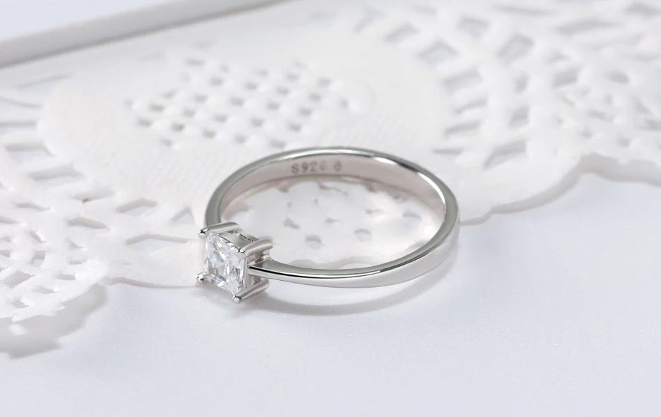 Effie queen 925 пробы серебряные классические женские кольца квадратной огранки AAA Блестящий кубический циркон обручальное кольцо ювелирные изделия для женщин подарок BR57