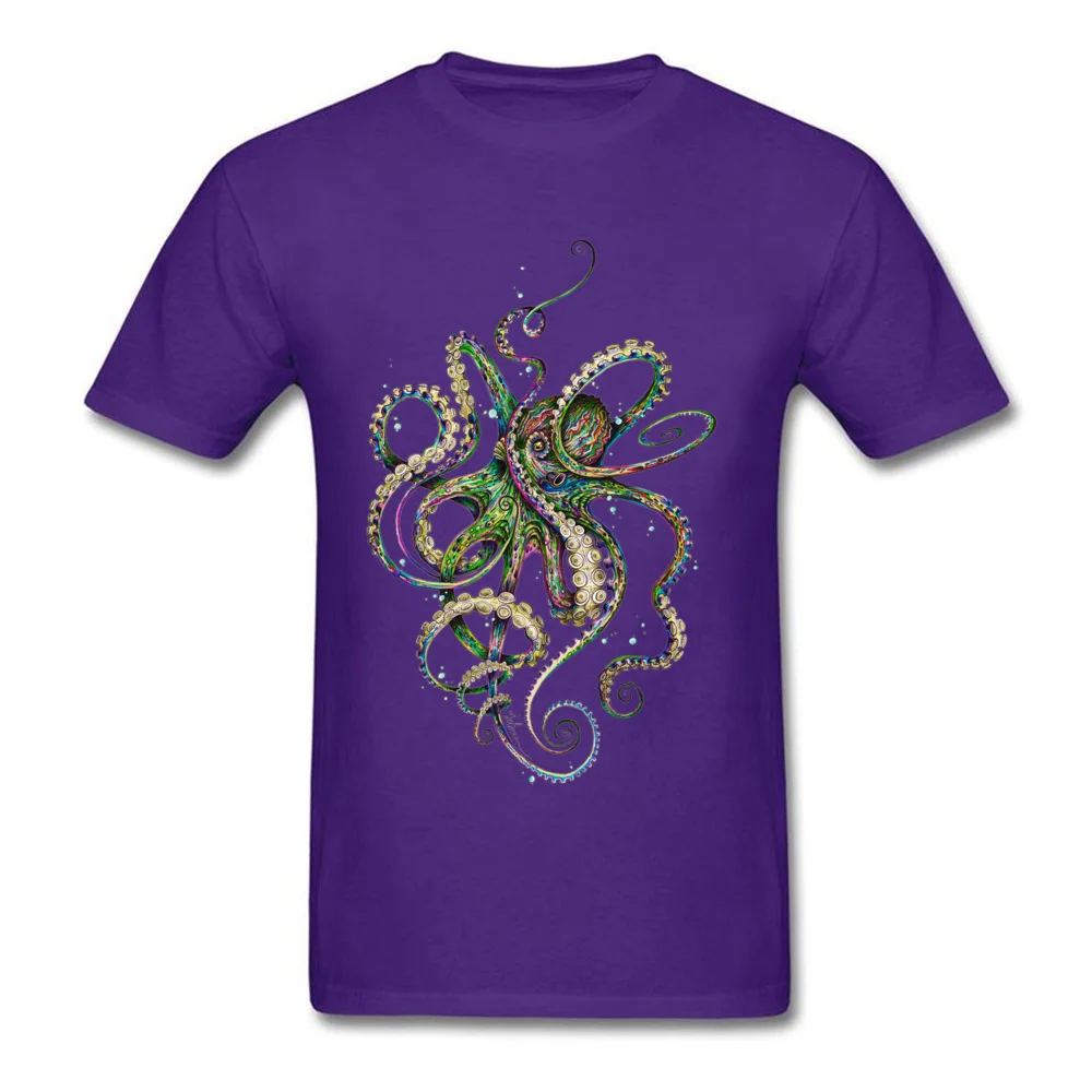 Octopsychedelia Comics Summer/Fall 100% Cotton Round Collar Mens Tops Tees Design Tops T Shirt Faddish Short Sleeve Top T-shirts Octopsychedelia purple