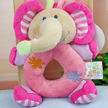 

1Pcs Elephant Cartoon Hand Bell Ring Rattles Toys Gifts For Kids Baby Pink