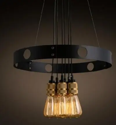 

American multi lamp Pendant Lights bar coffee shop individuality originality vintage restaurant wrought iron bar stand LU80245