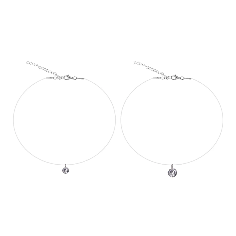 

Invisible Cubic Zirconia Pendant Necklace Women Transparent Fishing Line Choker