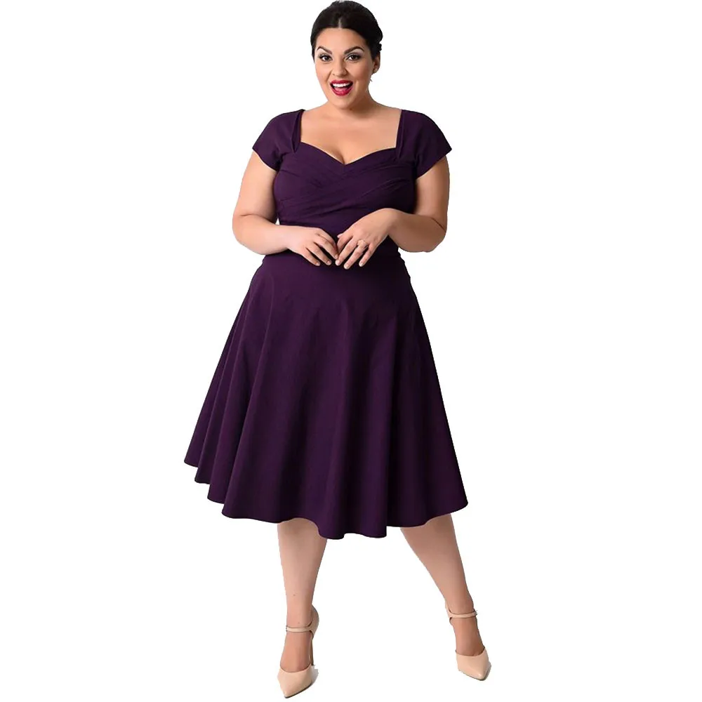 

JAYCOSIN New 2019 Plus Size Women Casual Short Sleeve Formal Cocktail Solid Swing Dress Z0410 Drop shipping Hot Sale
