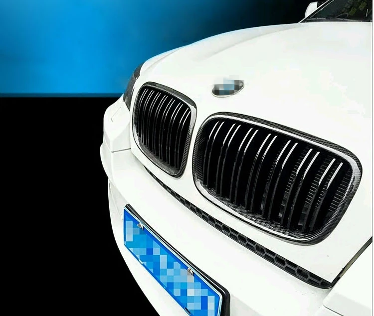 E70 E71 M Look углеродное волокно глянцевый черный Передний гриль для гонок BMW X5 и X6 2008