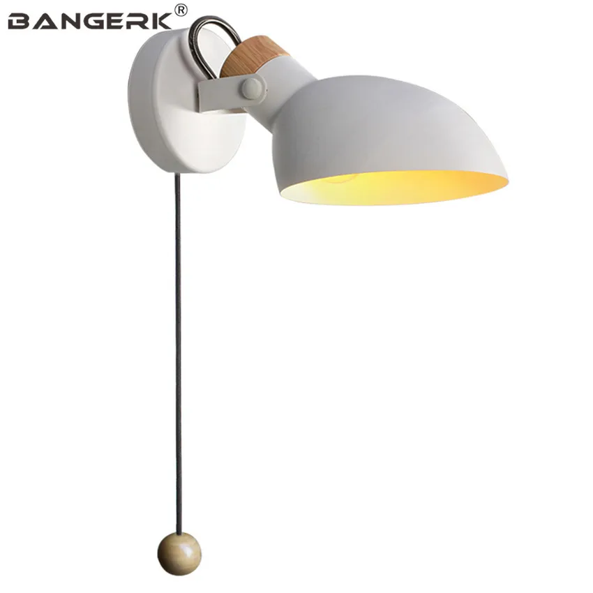 Lâmpada de Parede Design Nórdico Ajustar Loft Decoração Ferro Puxar Interruptor Moderno Arandela Luzes Quarto Casa Iluminação Interior Luminária Led