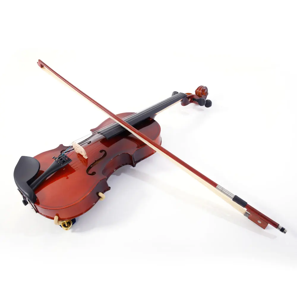 

1/8 Natural Acoustic Solid Wood Violin Case Bow Rosin Strings Shoulder Rest Tuner For The Violin Enthusiast