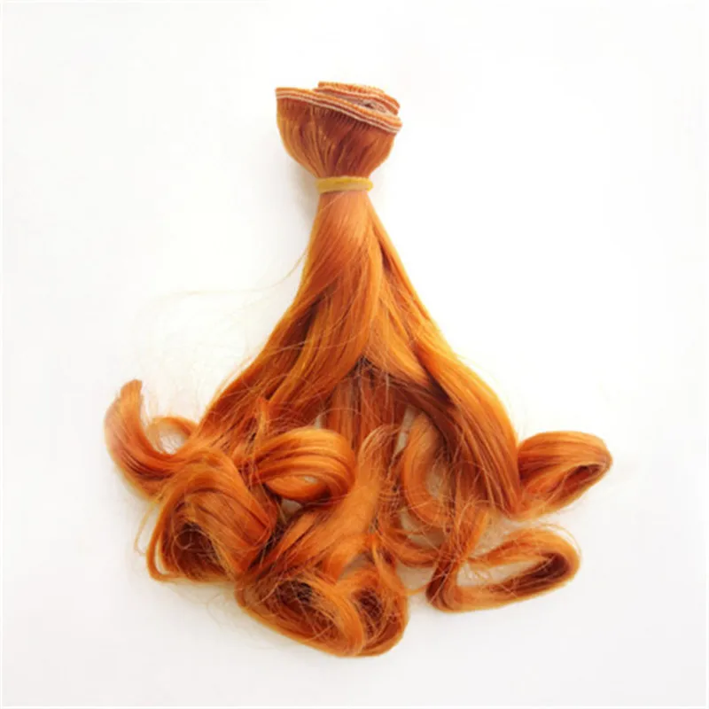 1 шт. 15*100 см градиент/натуральный цвет вьющиеся волосы для наращивания BJD/SD/Blyth/Американский все куклы DIY куклы парики термостойкие провода - Цвет: 16