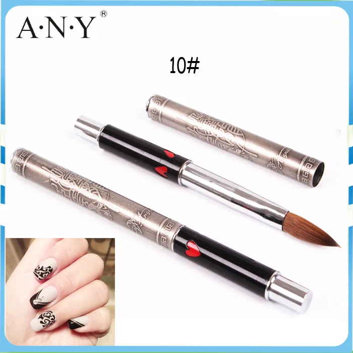 

Hotsale High Quality ANY Metal Handle Nail Acrylic Brush Kolinsky Sable10#/Oval 10PCS/Lot Free Shipping