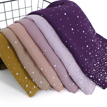 Diamond Beads Bubble Chiffon Instant Hijab 1