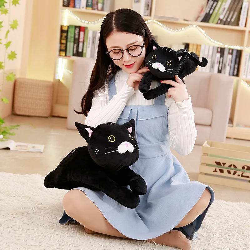 Miaoowa 1 шт., 35 см, милый черный кот, плюшевые игрушки для детей, мягкие Мультяшные животные, куклы, симуляторы, игрушки для детей, мягкая подушка, подарок