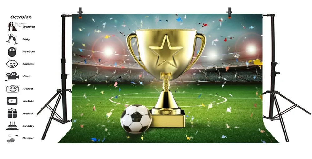 Laeacco Champion Cup Football Light Field Baby Child Photography Backgrounds Customized Photographic Backdrop For Photo Studio