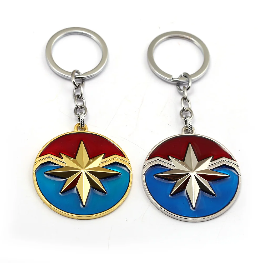 

The Avengers Captain Marvel Logo Keychain Fashion Metal Key Chain Pendant Key Ring Men Gift Movie Jewelry