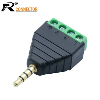 

1PC Video AV Balun 3.5mm 4 Pole Stereo Male to AV Screw Terminal Stereo Jack 3.5 mm male 4 pin Terminal Block Plug connector