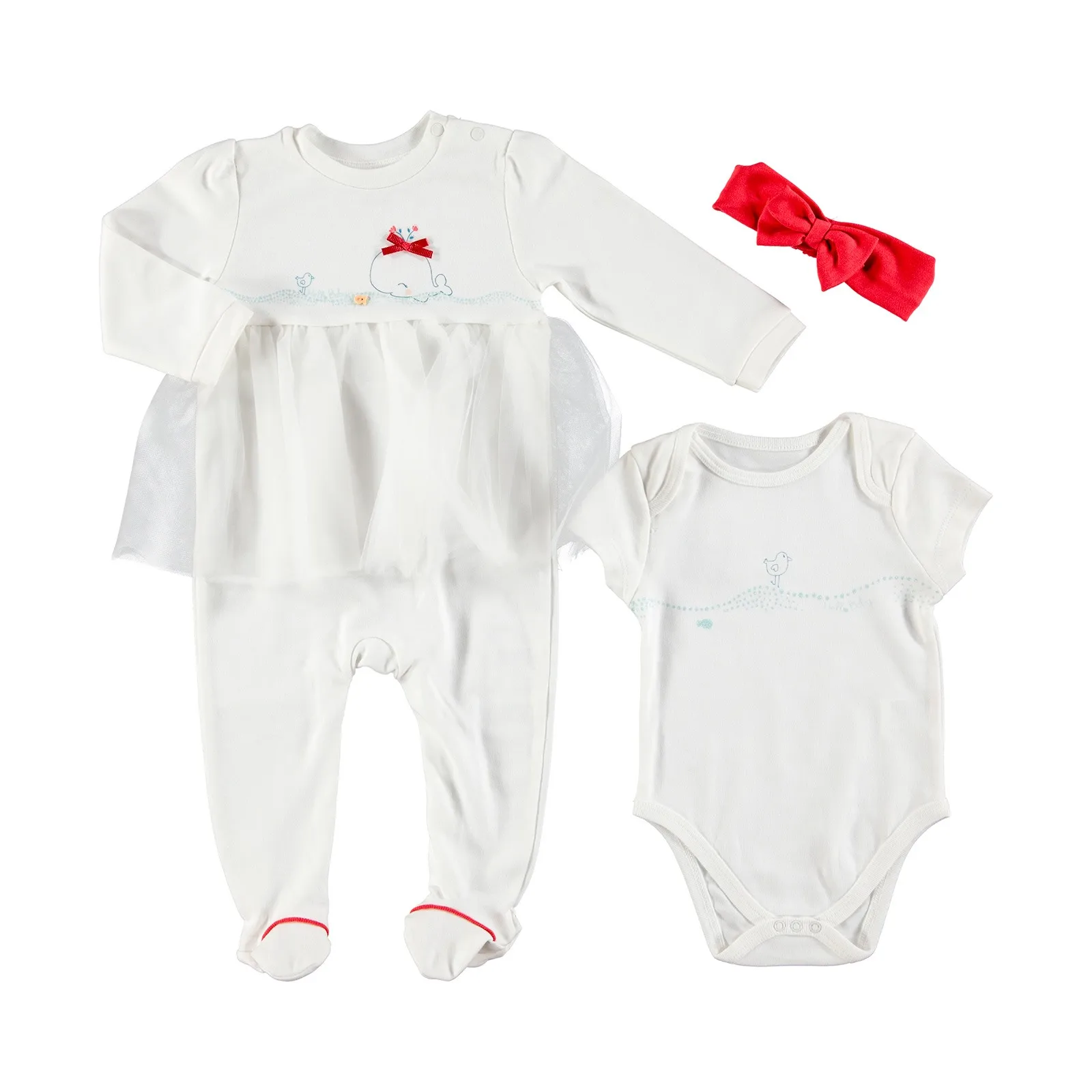 HelloBaby Little Whale Theme Baby Romper Bodysuit Headband Set |