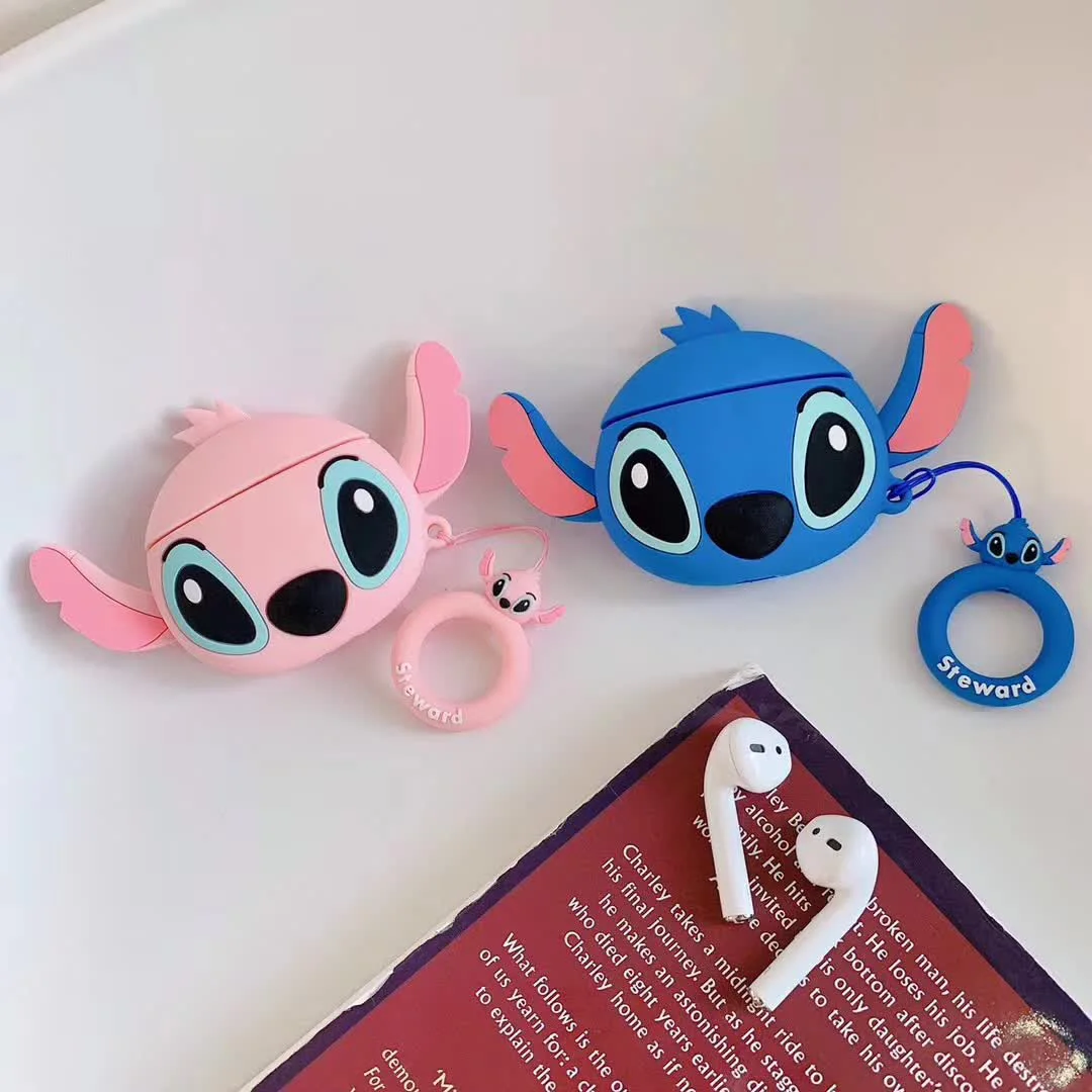 LOVERONY Cartoon Stitch Bluetooth Earphone 3D Silicone Case For Apple AirPods 2 1Earpods Protective Cover Cute Air pods Coque