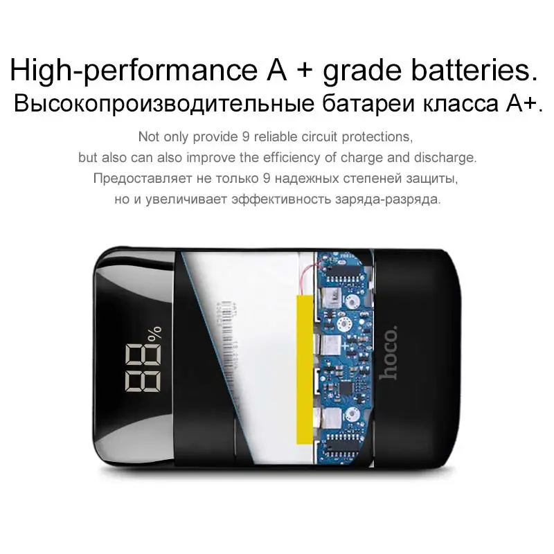 HOCO Power Bank 10000mAh Mini Dual USB LED Display Polymer External Battery Portable Charger Powerbank For iphone Xiaomi