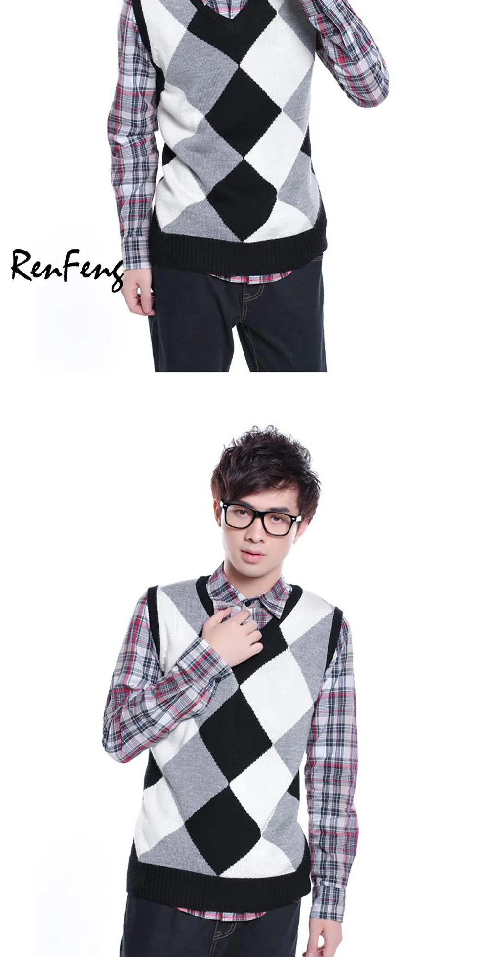 Brand Clothing Pullover Sweater Men Autumn V Neck Slim Wool Knit Vest Sweaters Sleeveless Men's Warm Sweater Cotton Casual vest (12)