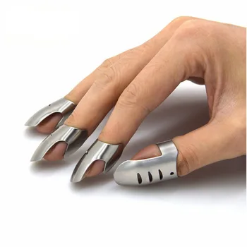 

4pcs/set Adjustable Stainless Steel Finger Hand Guard Finger Protector Slice Chop Safe Cooking Tool W7452