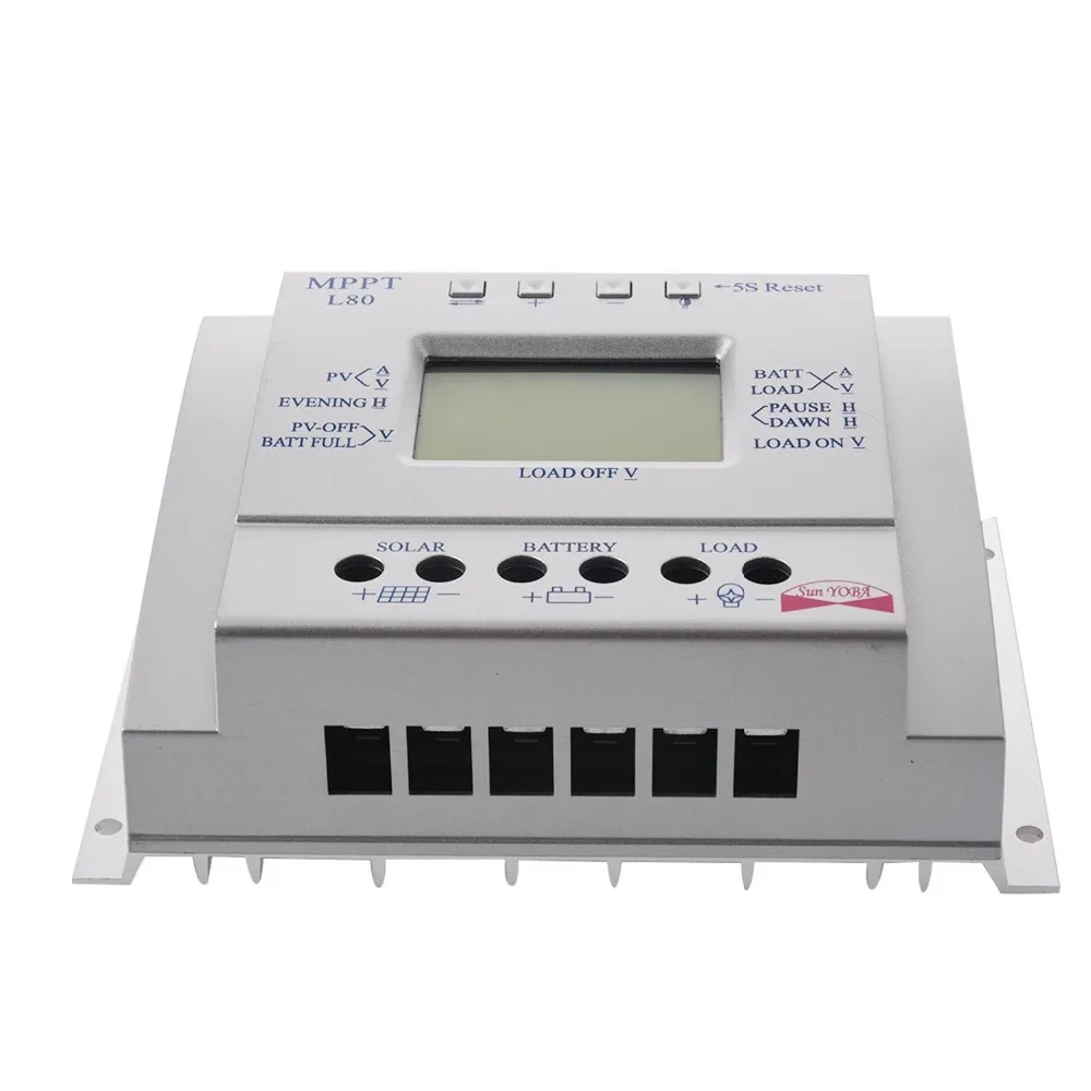 

Solar Panel Battery Charge Controller 60A 80A MPPT Solar Panel Charge Control 12V 24V Battery Regulator colour Silver
