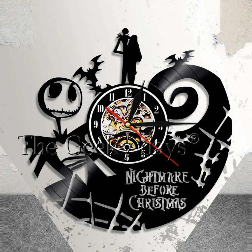 The Nightmare Before Christmas Jack Skellington Sally Vinyle Horloge Murale Luang por 