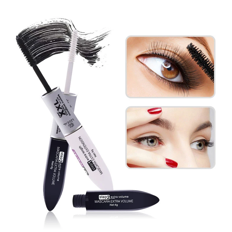 4D Silk Fiber Mascara Eyelash Extender Double Heads Waterproof Volume