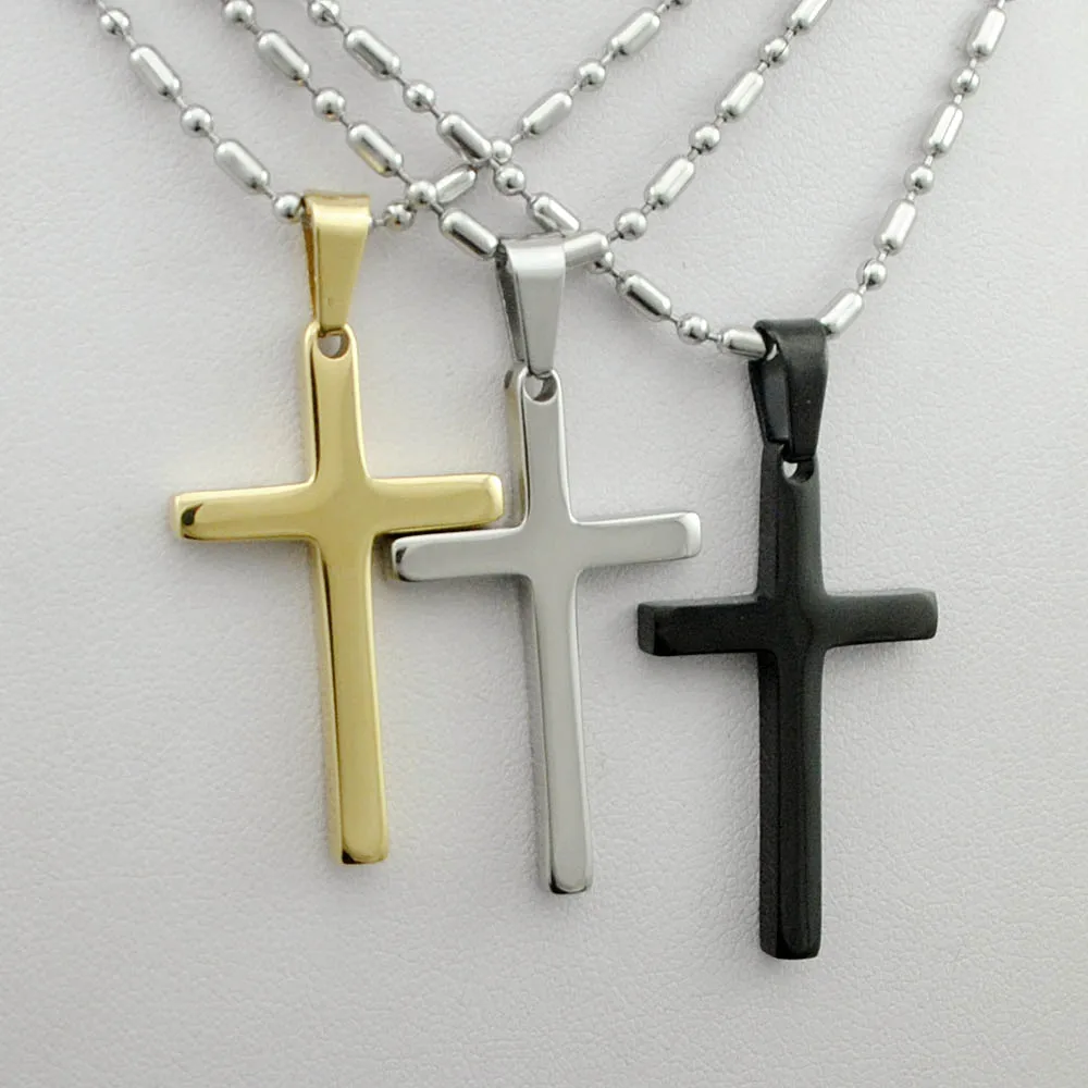 Dolaime Fashion Simple Elegant Stainless Steel Small Cross Pendant Necklace Chain For Men Women 